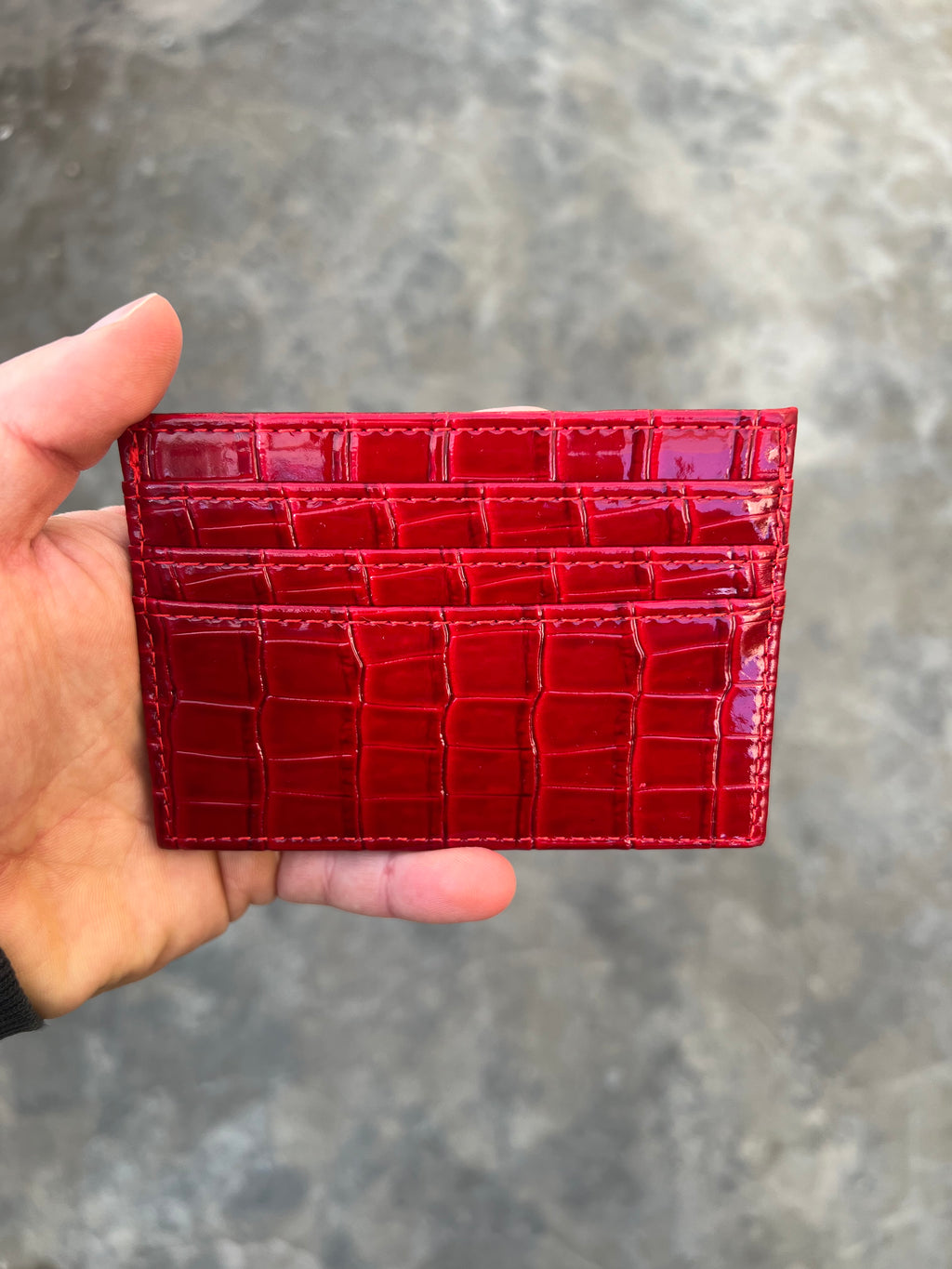 Gray Closet-Slim Card Holder Effetto Coccodrillo