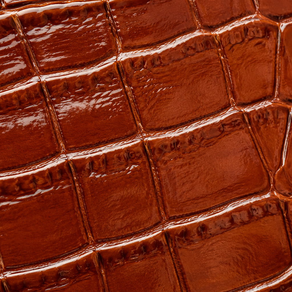 Gray Closet Croco Card Holder — Cognac