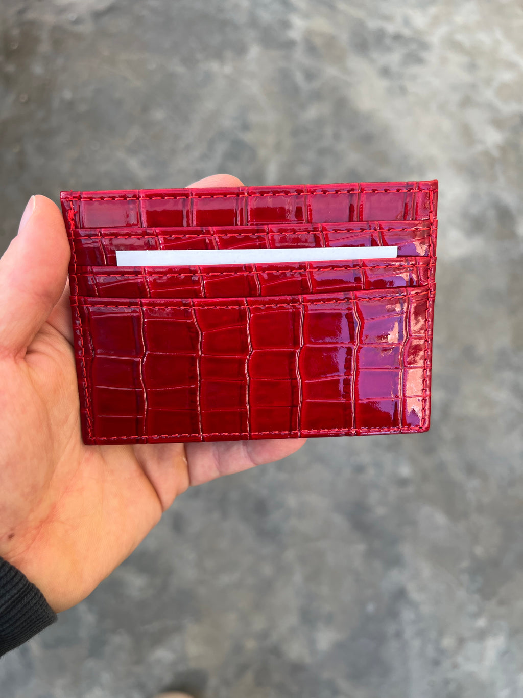 Gray Closet-Slim Card Holder Effetto Coccodrillo