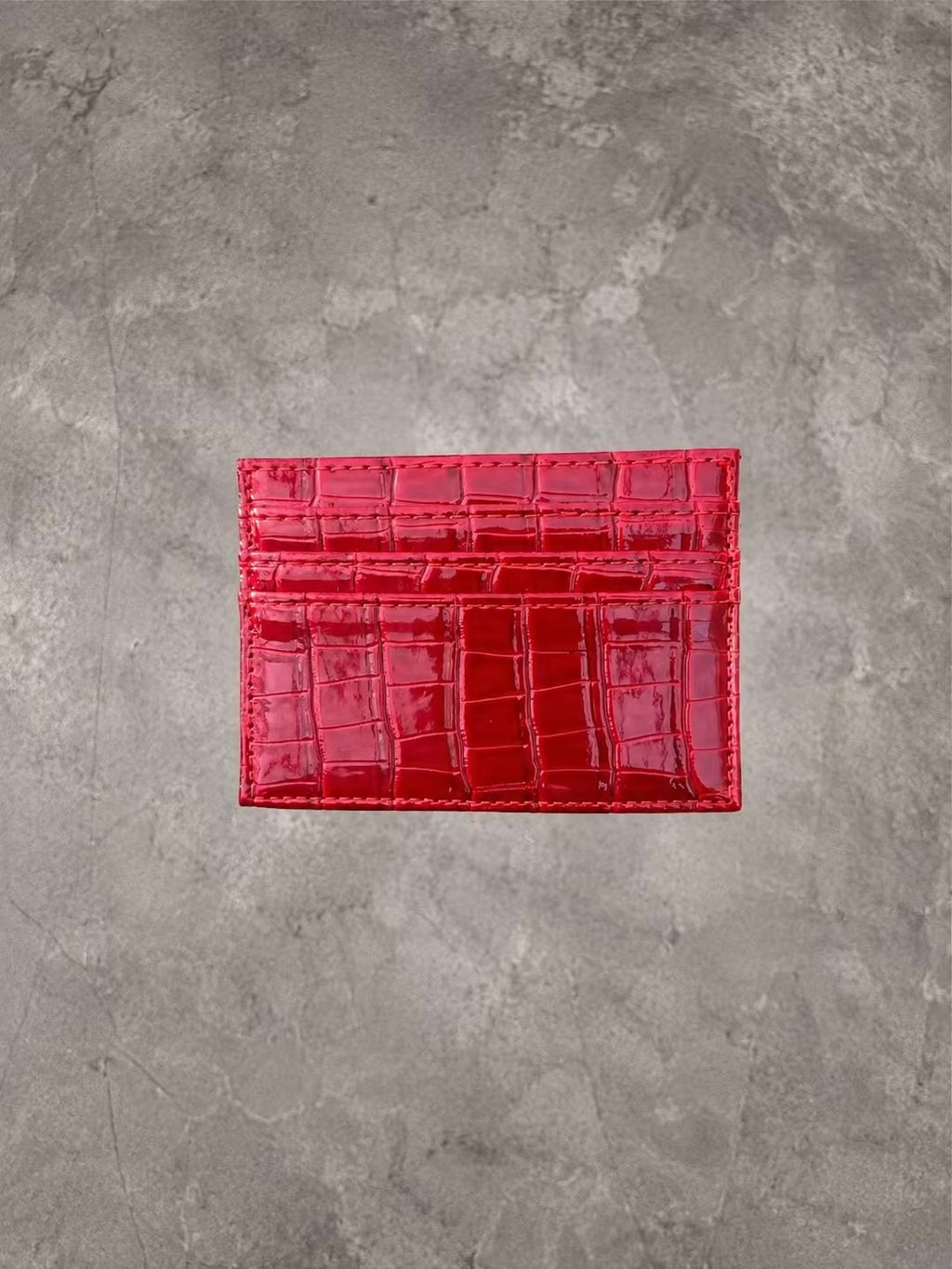 Gray Closet-Slim Card Holder Effetto Coccodrillo
