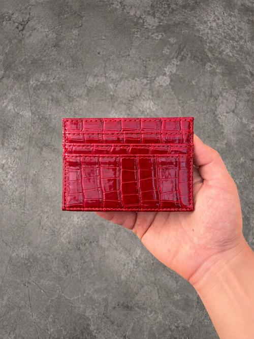 Gray Closet Croco Card Holder – Red