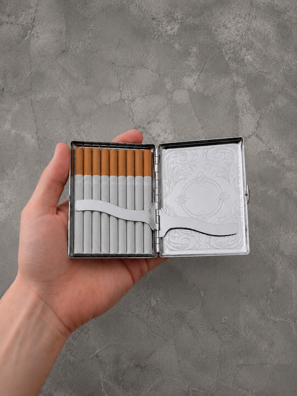 Gray Closet Chrome Cigarette Case